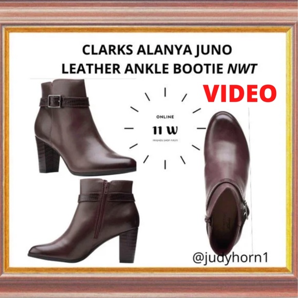 CLARKS ALANYA JUNO LEATHER ANKLE BOOTIE NWT - Picture 3 of 12
